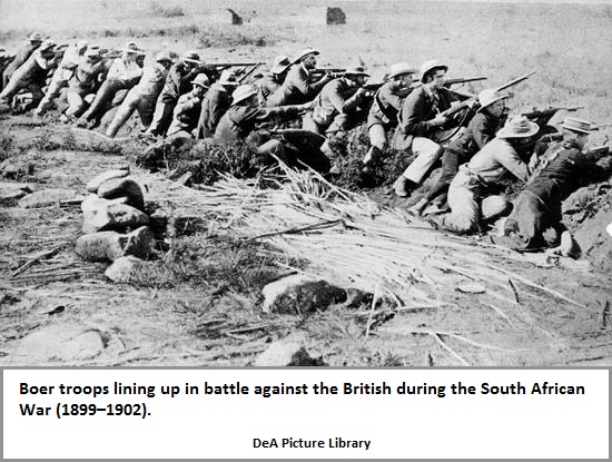 Boer troops line up in battle against the British