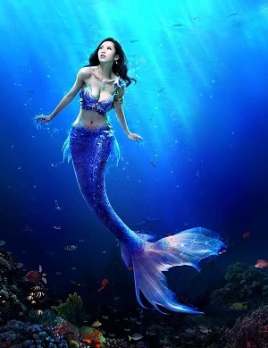 A modern view of a female mermaid