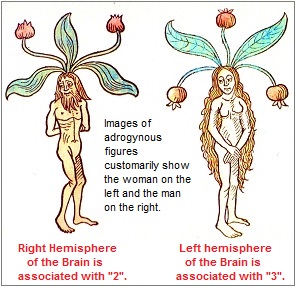 The placement of male and female images in the typical position