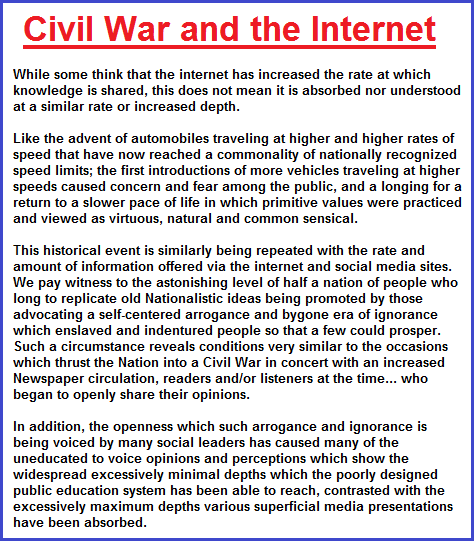 Civil War and the Internet analogy Civil War and the Internet analogy