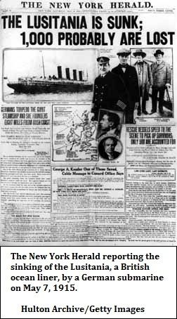 News about the Lusitania sinking