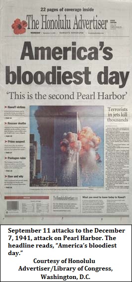 News headline about Twin Towers attacks